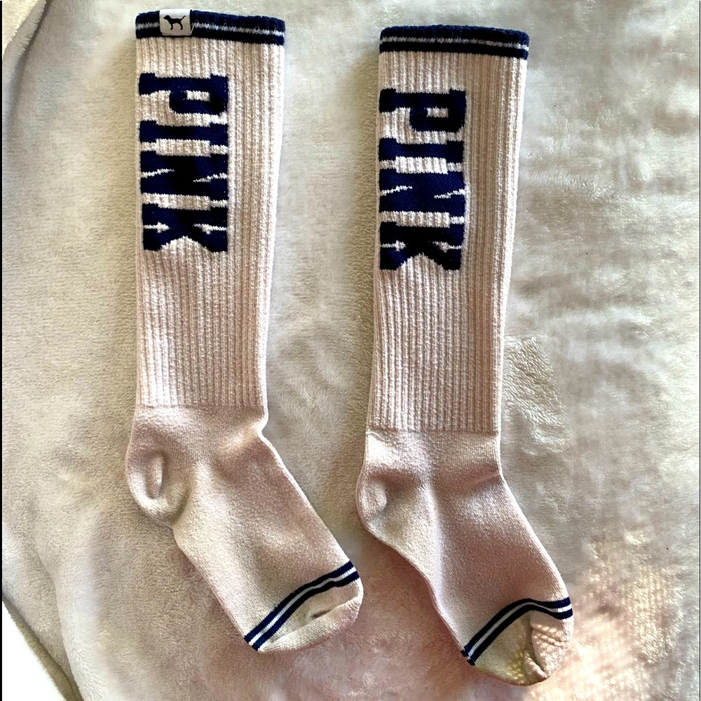 Victoria’s Secret PINK Graphic Socks | Pink Blue | Great Condition | Calf | OS